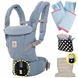 ベビーウエストベルト付　エルゴベビー　ADAPTアダプト/アズールブルー 替フードカバーセット【正規品2年間保証-SG認定】２ フードカバー+よだれパッド+収納ポーチ付