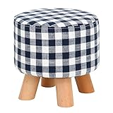 不二貿易 ラウンドスツール チェック柄 ブルー 70113
