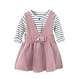 Ochine　春　韓国風　子供服　ストライプTシャツ＆サスペンダースカート　吊りスカート　カジュアル　学院風　プリンセス風 0-4歳設定