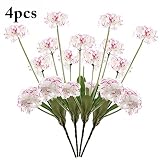 Funpa　４本　母の日　カーネーション　本物みたい 　造花　室内飾り　パーティー　お祝い　プレゼント　玄関　装飾　ホワイト　ピンク　パープル　人工シルク　75cm