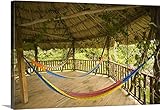 ジョンとリサ・メリルギャラリー‐カラフルHammocks in Thatched Palapa in Forest、ジャガーReefロッジ、ベリーズ 60" x 40" 2368846_1_60x40