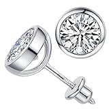 ダイヤモンドピアス レディース 妻 母 ガールフレンド ギフト 1Ct-2Ct モアッサナイト スタッドピアス 925スターリングシルバー メッキ 18K ホワイトゴールド D カラー VVS1 スクリューイヤーバック付きスタッド, 0.8Ct, 925スターリングシルバーメッキ 18Kホワイトゴールド, モアッサナイト