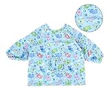 幼児 赤ちゃん ベビー 子供服 お食事用 スモック 幼稚園キッズ 絵画用エプロン うわっぱり 防水 防汚 快適 柔らかい 綿製 2PCS 1－3歳（空色）