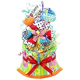 オトク感いっぱい２段おむつケーキ《わくわくダンシングタワー》