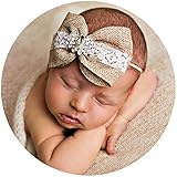 miugle赤ちゃんシン伸縮性ヘッドバンドwith黄麻布リボン