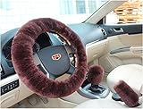 mlovesie 3点1セットソフトプラッシュ本ウール車ハンドルカバーハンドブレーキカバー&ギアシフトカバーfor 14.96インチx 14.96「Steelingホイールで直径 ML-MH-3PCS