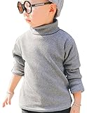 Plus Nao(プラスナオ) 子供用 カットソー タートルネック ハイネック 長袖 裏起毛 コットン シンプル 無地 男の子 女の子 キッズ ジュニア 90 グレー