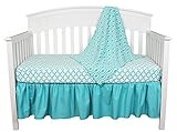 Turquoise and White Ogee 3 Piece Baby Crib Bedding Set by BabyBebe