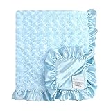 My Blankee Luxe Snail Back Satin Ruffle Satin Border Blanket, Blue, 28 x 35 by My Blankee