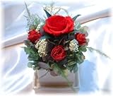 皿付きぷち赤いバラのアレンジプリザーブドフラワー