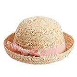 ピンク　女の赤ちゃんの日除け帽　幼児麦わら帽子　夏の帽子　50CM