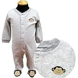 Carter's（カーターズ）モンキーアップリケ足つきカバーオール（グレー） [Baby Product]