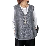 [Nestkanina] ニットベスト レディース ベスト 薄手 ゆったり 大きいサイズ アウター Vネック チョッキ トップス KNT011 (グレー)