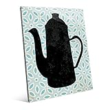 レトロTea or Coffee Pot onブルーvintage-lookアートのキッチン壁アートプリント 16x20 KIT0000273GLS16X20XXX