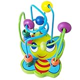 教育おもちゃ、baomabaoカラフルな木製パズルおもちゃの周りビーズおもちゃ動物小さなビーズ