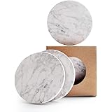 Bumlon 珪藻土 コースター 吸水コースター 大理石 おしゃれ 断熱 速乾 滑り止め 保護コルク裏面4個セット 贈り物 【アスベスト無し検査済み】