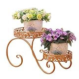ZYH アイロンフラワースタンド、植物スタンドシェルフスモールリビングルームベッドルームバルコニーブラックゴールド2層ポット植物 省スペース (色 : ゴールド, サイズ さいず : 47センチメート