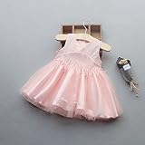 ベイビー服 チュールワンピース 夏女の子キャミソールドレス Pojour 1-6歳子供かわいいスカート 綿 通気 ピンク(80cm)