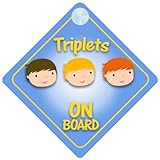 Triplet Boys On Board Car Sign New Baby / Child Gift / Present / Baby Shower Surprise by mybabyonboa