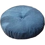 座布団 ざぶとん クッション 直径47cm 厚さ14cm ザブトン 綿麻 無地 おしゃれ シンプル 丸型 座蒲クッション 瞑想 かわいい ふわふわ 座り心地いい (ブルー)