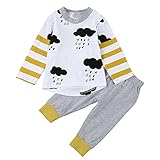 (プタス)Putars ベビー服 子供服 上下セット Tシャツ 女の子 男の子 雲柄 ストライプ柄 可愛い 秋 冬 スポーツ 運動会 旅行 記念日 プレゼント 6-24ヶ月