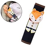 シートベルトカバー クッション コットン シートベルトパッド キッズ シートベルト枕 クッション パッド カバー かわいい 子供 ドライブ 低反発ウレタン 取り付け簡単 軽普通車用 1個入り （キツネ