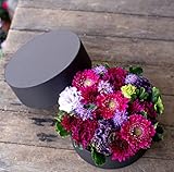 アレンジメントフラワー ギフト サプライズ BOX フラワー ラウンド型 ( ブルー パープル 系) 生花