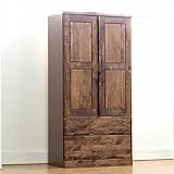 日本製 幅90cm ワードローブ 服吊り ブラウン 完成品【開梱設置付き】