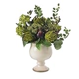 ほぼ自然4759 Artichokeと紫陽花シルクFlower Arrangement、グリーン/ホワイト