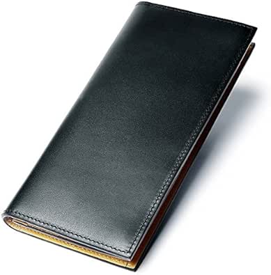 最高級牛革 羊革 レディース スリム お札入れ 小銭入れなし 二つ折り 長財布 カードケース ネイビー 財布 Amazon