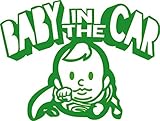 Baby in the car 　ベービーインザカー　子供が乗ってますステッカー Super Boy (グリーン)