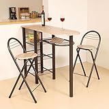 ハイテーブル ダイニング3点セット(収納付き・テーブル高さ88cm) CT-1200 フレーム：ブラック、天板：ブラウン 【1点】