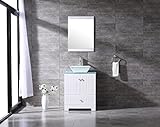 bathjoy 24 "ホワイト浴室洗面化粧台キャビネットTop Squareセラミック容器シンク蛇口Drainコンボwithミラー洗面セット