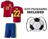 ファンKitbagスペインIsco # 22 Youth Home / Away Soccer Jersey & ShortsキッズプレミアムギフトKitbag ✮サッカーボールボーナスドローストリン