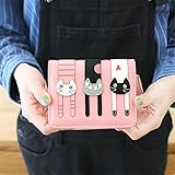 猫のステッチ写真の女性の短い財布 (ピンク)