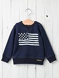 F.O.KIDS (エフオーキッズ) ベビー 国旗 プリント トレーナー 赤ちゃん ベビー服 こども服 男の子 女の子 長袖 80㎝ インディゴ