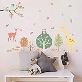 CQIフォレスト動物DIYホームデカール取り外し可能なビニール壁ステッカーアート飾り寝室子供部屋子供部屋