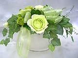 天然誕生石アクセサリー付　8月のバースデーフラワー香るバラ豪華なオーバルアレンジ爽やかなグリーングラデーションのバラプリザーブドフラワー