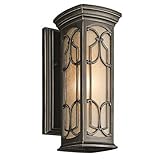 Kichler Lighting 49226OZ Franceasi 14-1/2-Inch Light Outdoor Wall Lantern, Olde Bronze with Light Um
