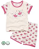 【あるこんたるこん】オーガニックコットン ベビー ルームウェア サマーベア キッズ ３分袖 ショートパンツ ジュニア 女の子 パジャマ(120)