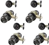 NU-SET 4 x ( F-E-10B + 70010B ) Keyed Same Door Knob and Single Cylinder Deadbolt (Set of 4), Oil Br