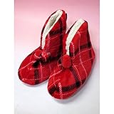 チェック柄ふわもこフリースルームシューズfs453r