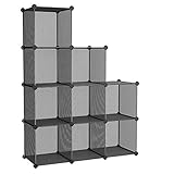 収納棚 ワイヤーキューブシェルフ 9キューブワイヤー 本棚 オーブンラック 頑丈 ブラック by Elumaxon