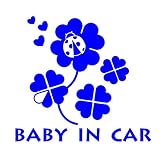 デザイン工房ＳＩＧＮＳ 車ステッカー Baby in car 11 綺麗にはがせる 車 ステッカー 四つ葉 クローバー ブルー