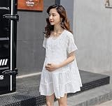 マタニティウェア 服 ワンピース 夏 無地 ゆったり カジュアル ワンピース 妊婦服 産前 産後 レディース マタニティワンピース XXL ホワイト