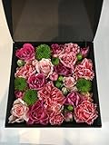 『フラワーアレンジメント　BOXフラワー（S）』　生花　黒箱　結婚　誕生日　記念日　プレゼント　ギフト　お祝い　 (ピンク)