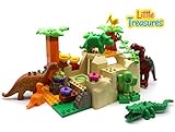 Little Treasures 52 Piece Ancient Dinosaur Building Block Play set with T-Rex, Alligator and Brontos