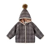TMM ベビー服 男の子アウター キッズコート 上着 長袖 綿入りジャケットフード付き チェック柄 暖かい 防寒 棉服 秋冬物 (80cm)