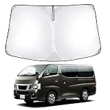 日産 NV350 キャラバン 5代目 E26型 専用サンシェード 車 フロント 2012.6~現行 Nissan NV350 CARAVAN E26 ニッサンフロントガラス用 UVカット 日よけ 車中泊 遮光 断熱 折り畳み式 アクセサリー キャラバン サンシェード カスタム キャラバンNV350 内装パーツ(シルバー, NV350 キャラバン E26型 薄い5層)