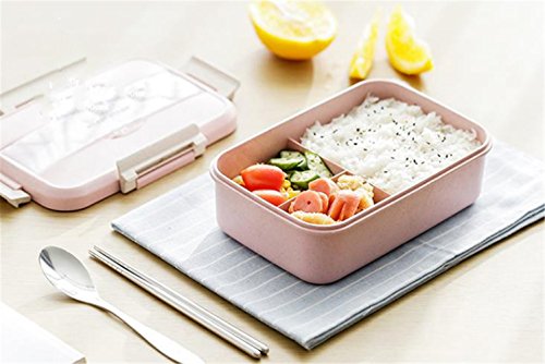 お弁当箱 仕切り付き ランチボックス 電子レンジok お箸とスプーン付き 汁漏れなしお弁当箱 1段 大容量 携帯便利 通勤 通学 の価格比較 Heim ハイム